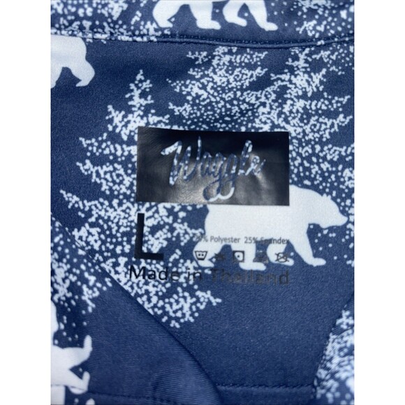 Waggle Performance Golf Pullover Blue Polar Bear Print Top Men L Zip Stretch - Picture 3 of 7